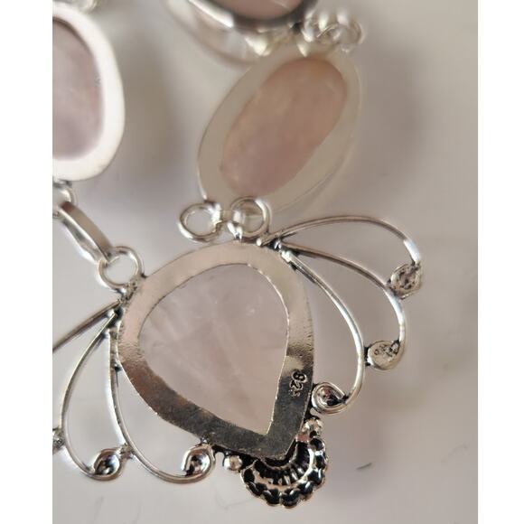 Elegant Rose Quartz Necklace - Sterling Silver Statement Jewelry - Picture 8 of 12